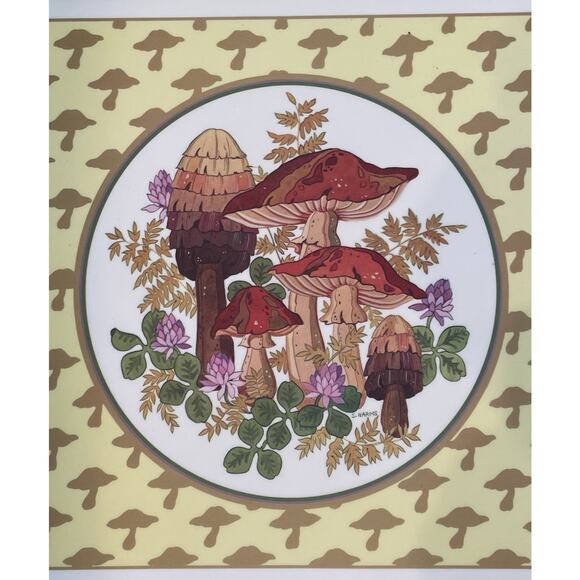 VTG Groovy Mushroom Placemats Reversible Plastic Rectangle Set of 12 Harms RARE - Picture 9 of 10